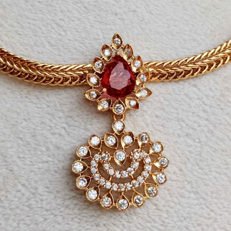 Handicraft Brass Metal Jewellery Crystal Pendant Set